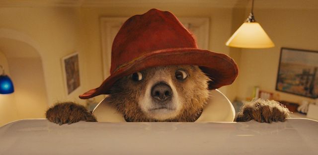 Paddington on one of our classic Routemaster buses in 2014.  (Promo for the movie.)