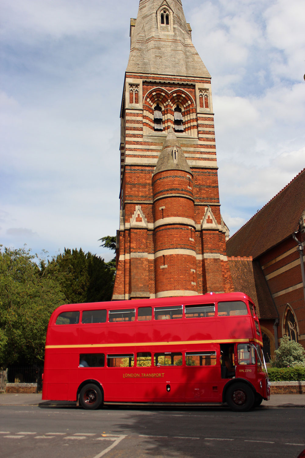 Daniel Fairbairn, Wedding photo of routemaster hire bus outside church